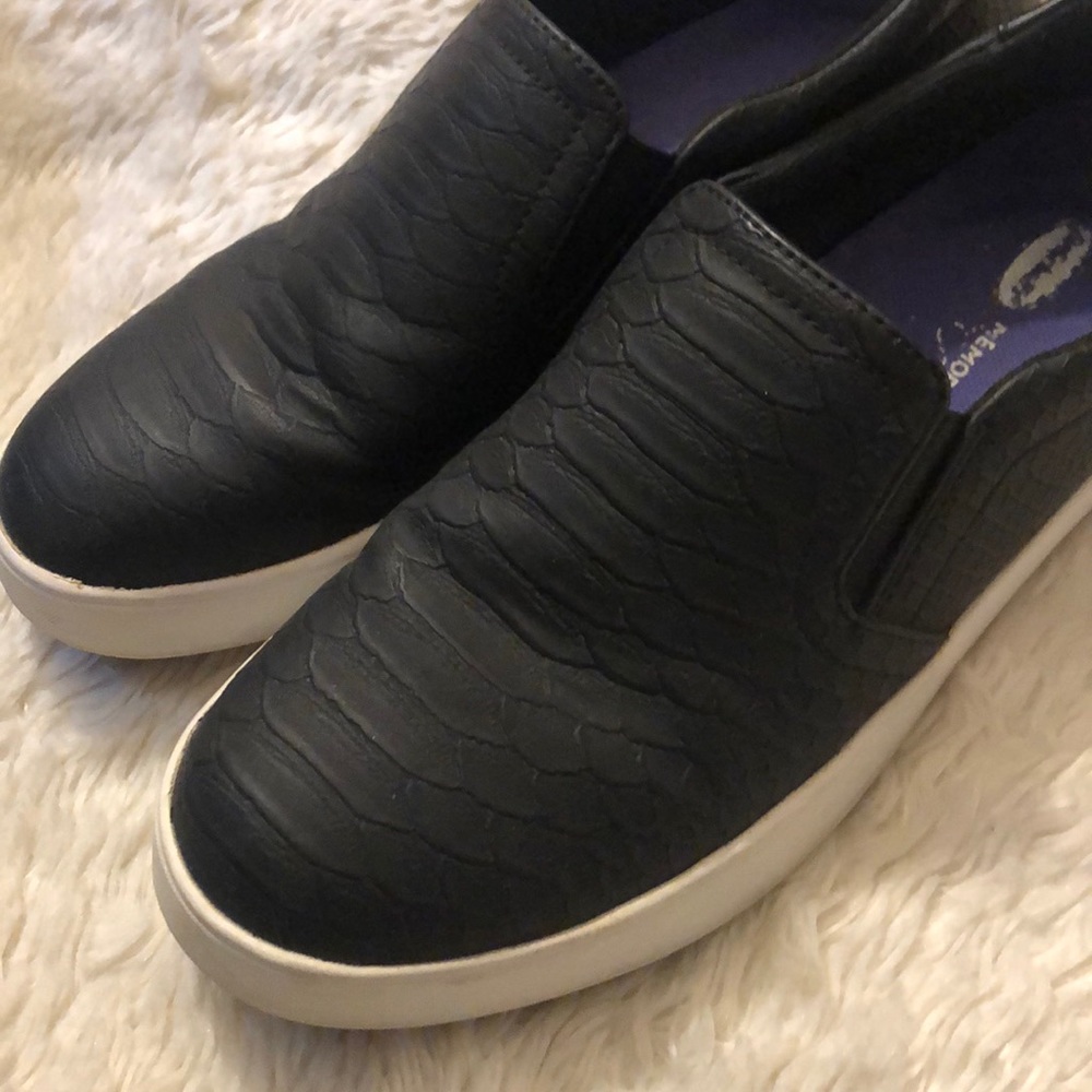 Dr. scholls Black reptile texture sneaker slip ons